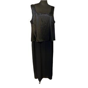 PATRA Black Dress Formal Gown Size 24 Satin Top Chiffon Bottom Lined Sleveless
